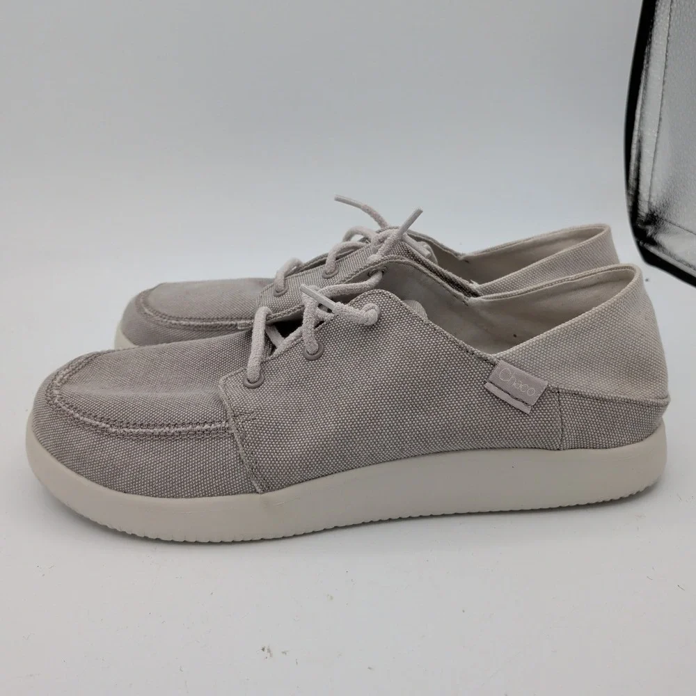 Chaco Paonia Loafer Womens 10 Gray Canvas Lace Up Luvseat Footbed JCH109148